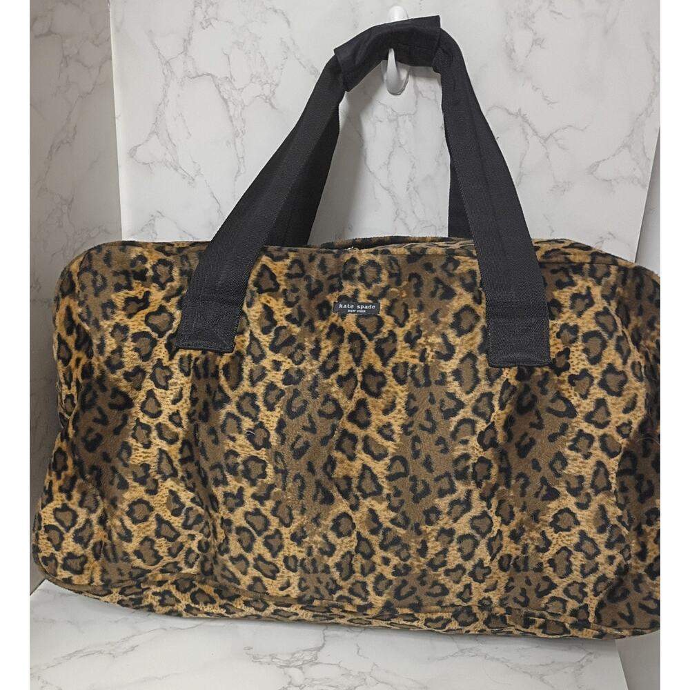 KATE SPADE Furry Animal Print XL Weekender Duffel Bag - NWT